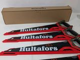 four red and black pennants with a box of black and white pennants