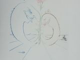 a drawing of a cat and a flower on a white sheet