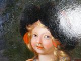 un tableau représentant une petite fille coiffée d'un grand chapeau