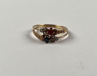 Bague ancienne en or 750 millièmes, sertie de demi-perles de… - Photo 1