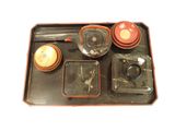 a tray that has a tray with a tray of food on it