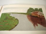 a picture of a book with a picture of a farm and a river