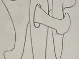 sketch of a drawing of an angel holding a surfboard