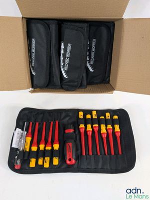 a box with a bunch of tools in it sitting on top of a table