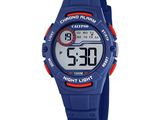 a close up of a digital watch on a white background