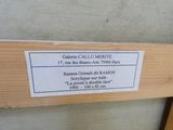 a label on the back of a bed that says calcula calli merite