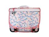 un sac rose et blanc avec un chat dessiné dessus