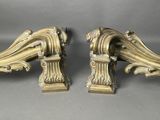 pair of antique gold painted cast iron fireplace mantles