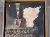 a picture of a painting on display in a glass case