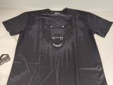 an image of a black shirt with a wolf design on it