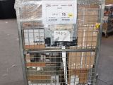 a cart with a lot of boxes on it in a warehouse