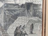 a picture of a painting of a man and a woman in a village