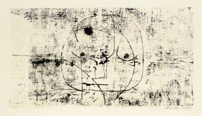 black and white photograph of a drawing of a man in a circle