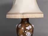 an image of a lamp with a brown base and a white shade