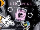 a black and white picture of a cartoon character on a dollar bill