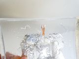 a person holding a piece of tin foil with a picture in it