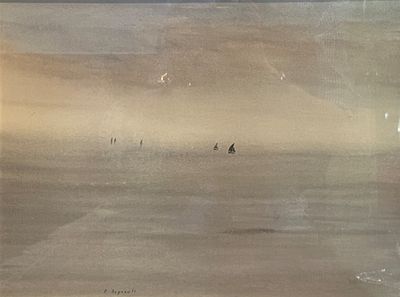 une image d'un tableau représentant un bateau dans l'eau