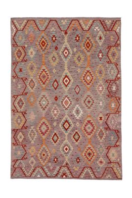 Kilim Afghan en laine Couleur gris beige 293 X 203