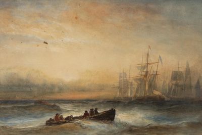 Paul Jean CLAYS (1819-1900). Marine, effet de crépuscule.
