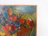 une peinture de fleurs dans un vase sur une table