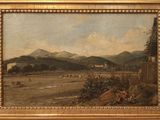 une image représentant un tableau représentant une vue d'une ville avec des montagnes en arrière-plan