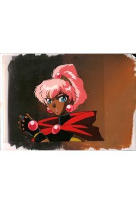une image représentant un tableau d'une femme aux cheveux roses