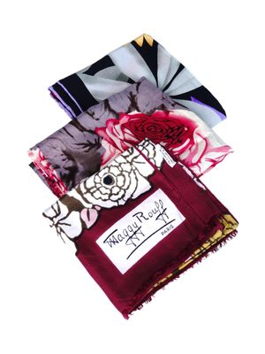 Ensemble de 2 écharpes et 1 carré de soie vintage, à motifs … - Photo 1