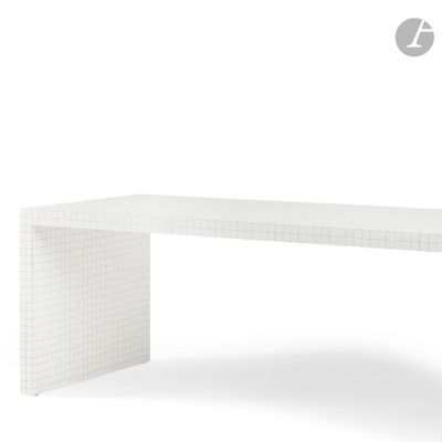 an image of a white table with a glass top