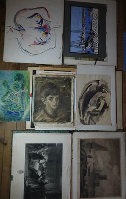 LOT de 10 cartons à dessins : repoductions, gravures, dessin… - Photo 1
