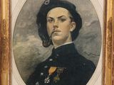 portrait of a man in uniform with a pipe in his mouth