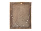an old wooden picture frame with a rope hanging from it