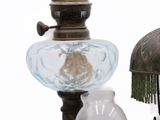 two lamps that are sitting next to each other on a table