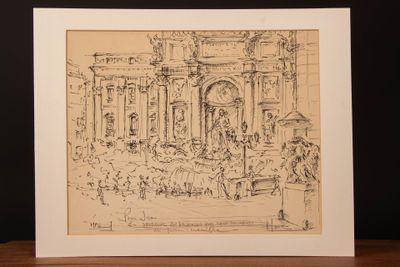 Ecole Française XX° Rome Dessin à l'encre signé ? Envoi sign…