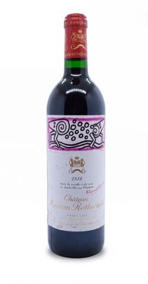bottle of red wine on a white background with a pink border