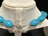 turquoise beaded necklace with silver clasp and clasp