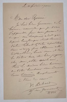 une lettre manuscrite du président des états-unis