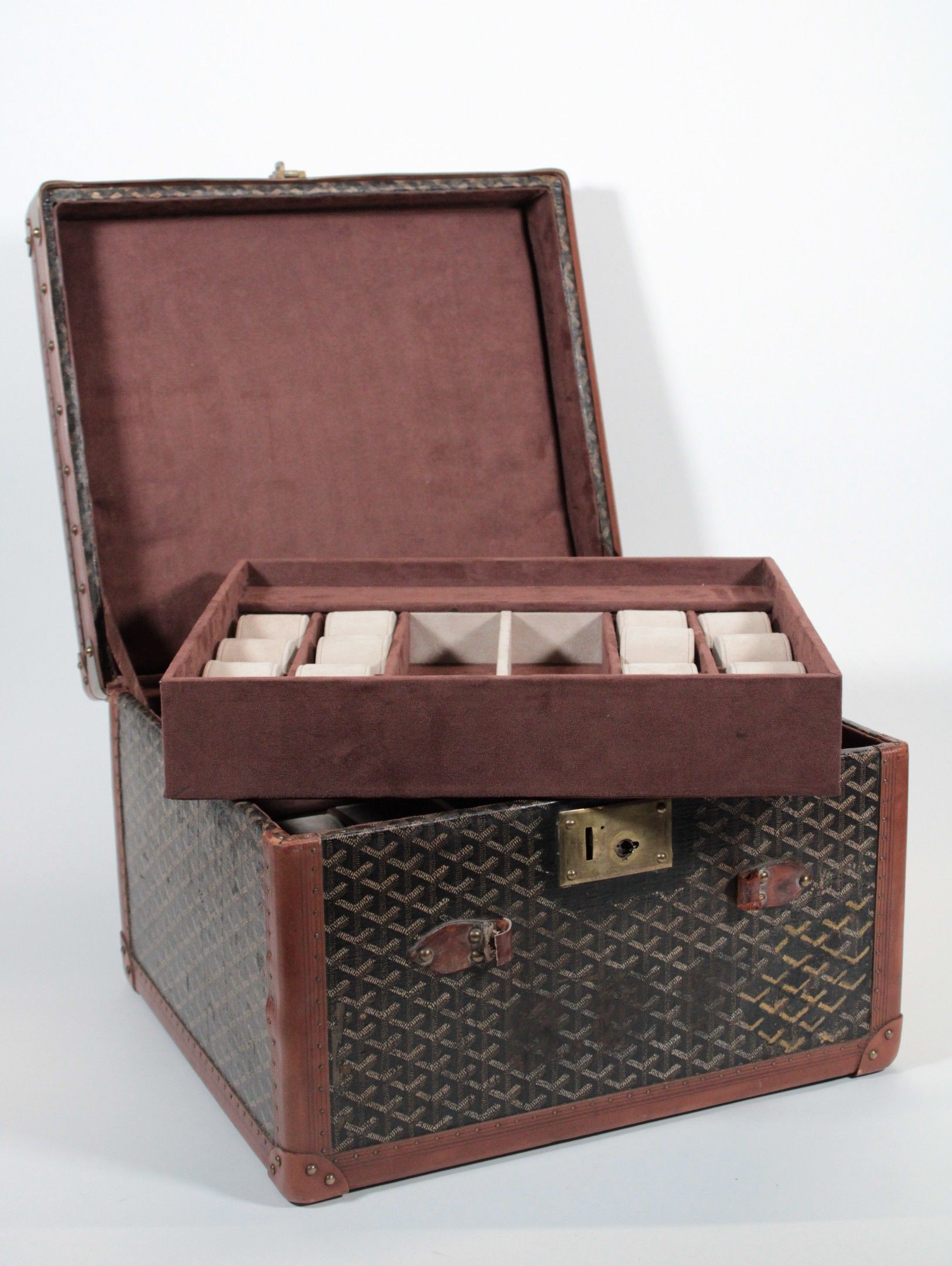 Goyard Malle à Montres en Bois Gainé Toile Enduite - Rare