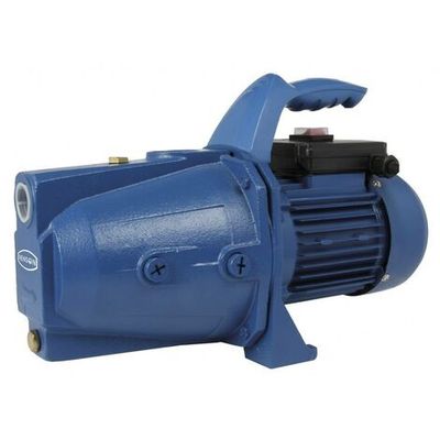 a close up of a blue pump on a white background