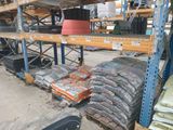 many bags of cement on the shelves in the warehouse