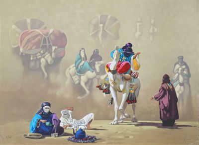 Hocine ZIANI (né en 1953) L'heure du thé Lithographie en cou…