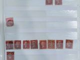 a refrigerator with a lot of stamps on it