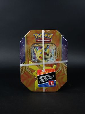 une boîte de cartes à collectionner Pokémon sur fond noir