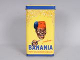 a canister of banana flavored coffee on the table