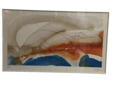 an image of a painting of a woman laying down on a bed