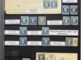 an image of a collection of stamps on display in a case