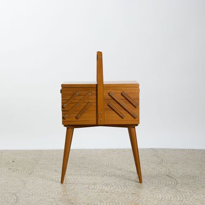 Table de couture en stratifié faux bois Vers 1970