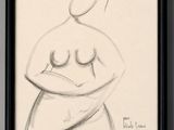 drawing of a woman with her hands on her stomach