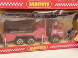 a box with a toy fire truck and a box with a toy firetruck