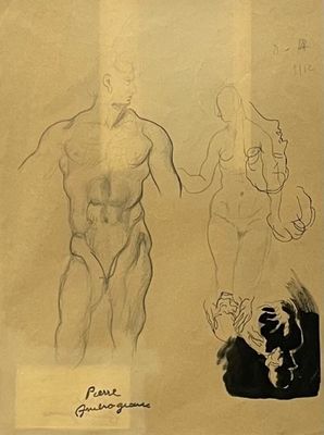 croquis représentant un homme et une femme debout l'un à côté de l'autre