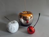 two apples that are next to each other on a table